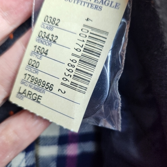 American Eagle Recycled Wool Blend Pea Coat Deadstock Grey Sz L NWT plaid lined - Picture 3 of 13